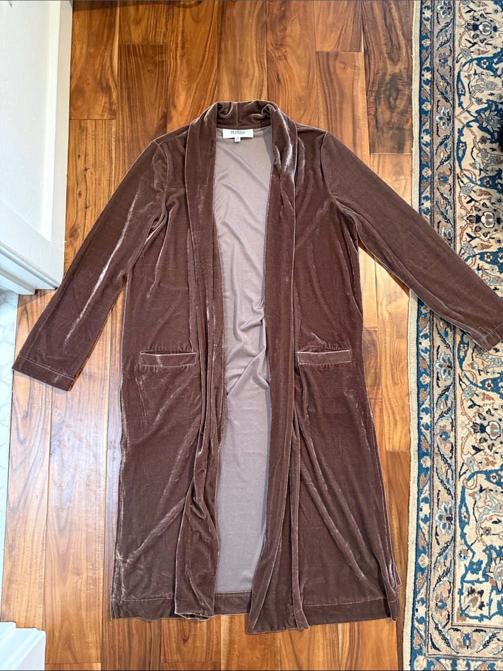 BB Dakota Long Brown Velvet Duster Jacket